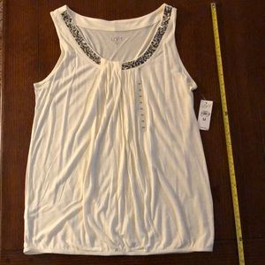 NWT Ann Taylor LOFT Creme Sleeveless Shirt